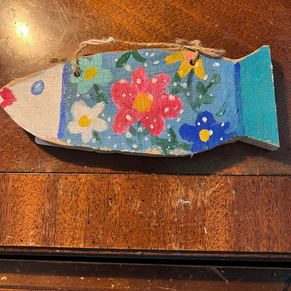 Colorful Hand-Painted Wooden Fish Decor